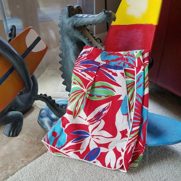 J Crew High Waist Vibrant Tropical Print Cotton Shorts Dolphin Hemline Sz 0 NWT - Picture 15 of 16